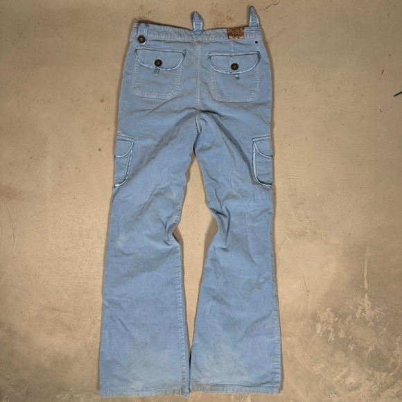 Paris Blues Light Blue Corduroy Cargo Flare Pants Womens 28 Vintage Y2K Utility - Picture 3 of 8
